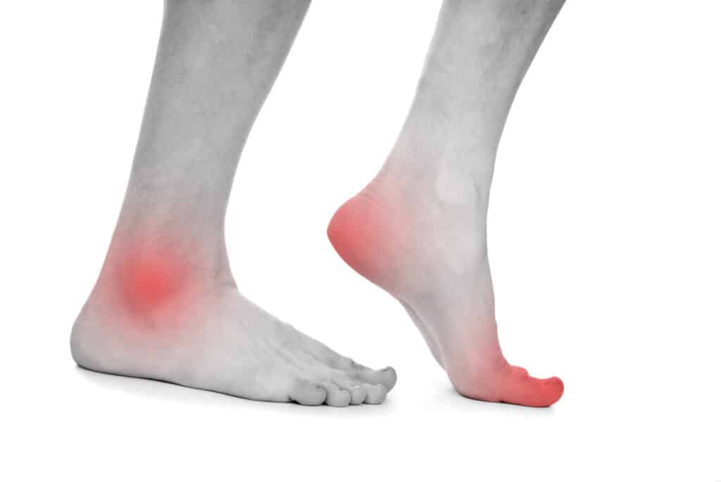A person experiences foot and ankle pain.